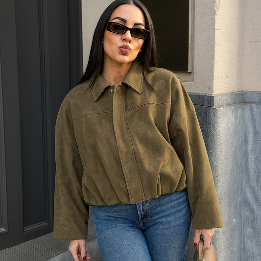 Eloria - Suede Bomber Jacket